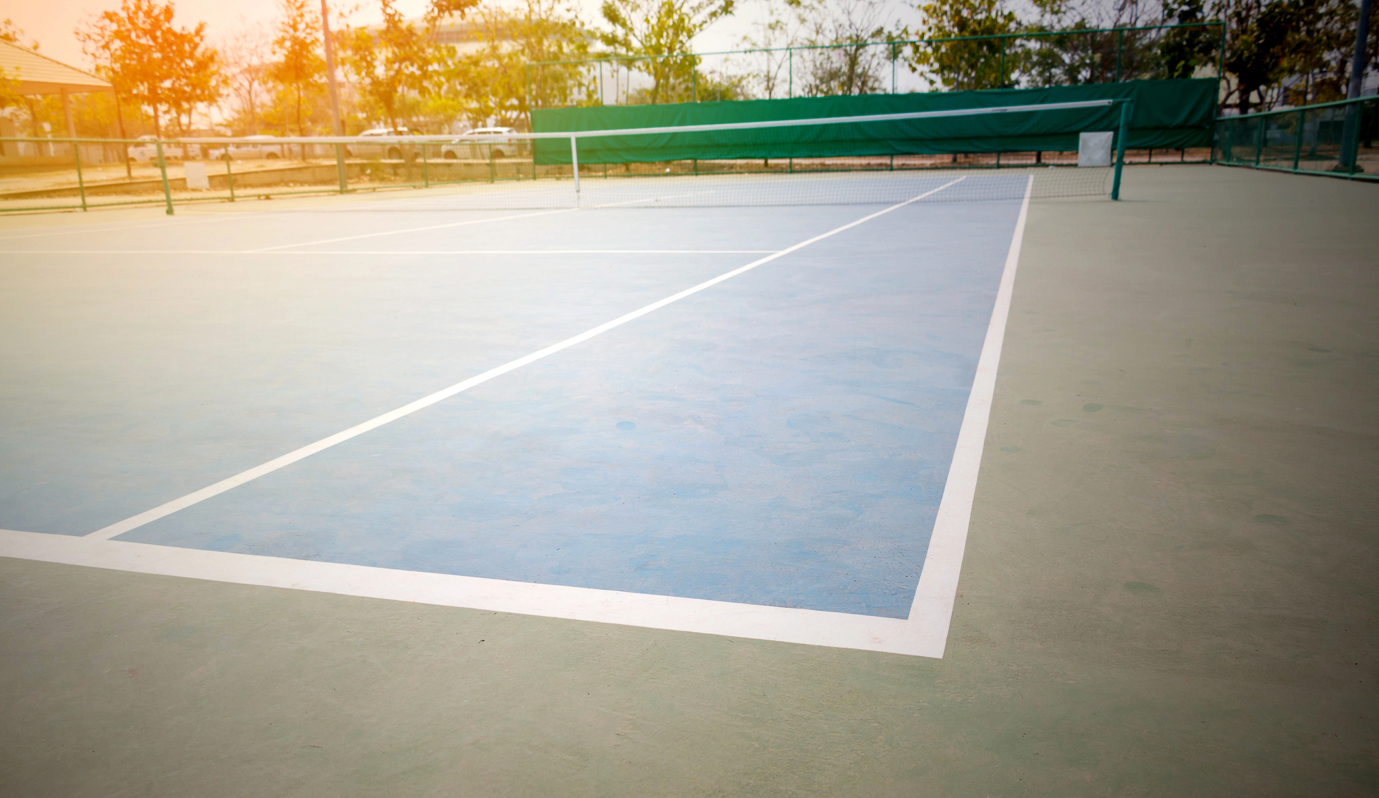 Blue tennis court
