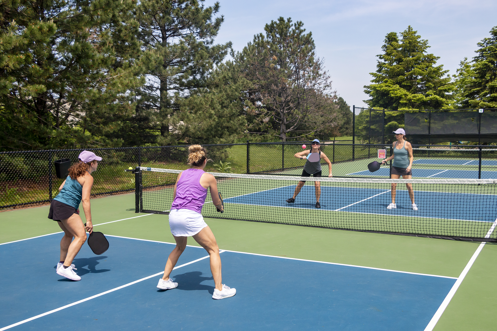 Pickleball Action At The Net